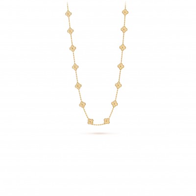 VAN CLEEF ARPELS VINTAGE ALHAMBRA LONG NECKLACE, 20 MOTIFS - YELLOW GOLD  VCARO1IC00
